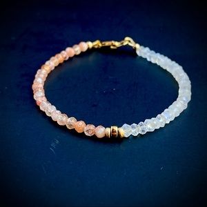 Sunstone Moonstone Bracelet Gold Beaded Gemstone